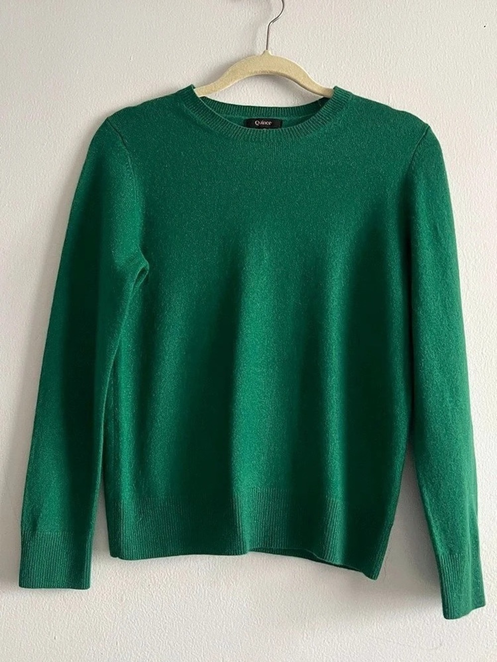Quince Mongolian Cashmere Crewneck Sweater Green Small